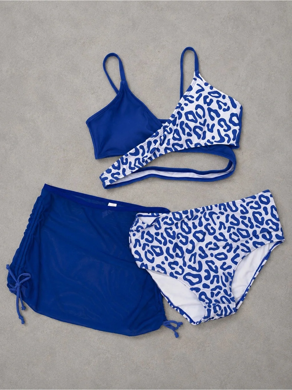 Girls Swimsuits 3 Piece Bathing Suit Leopard Print with Cover Up - Size 14